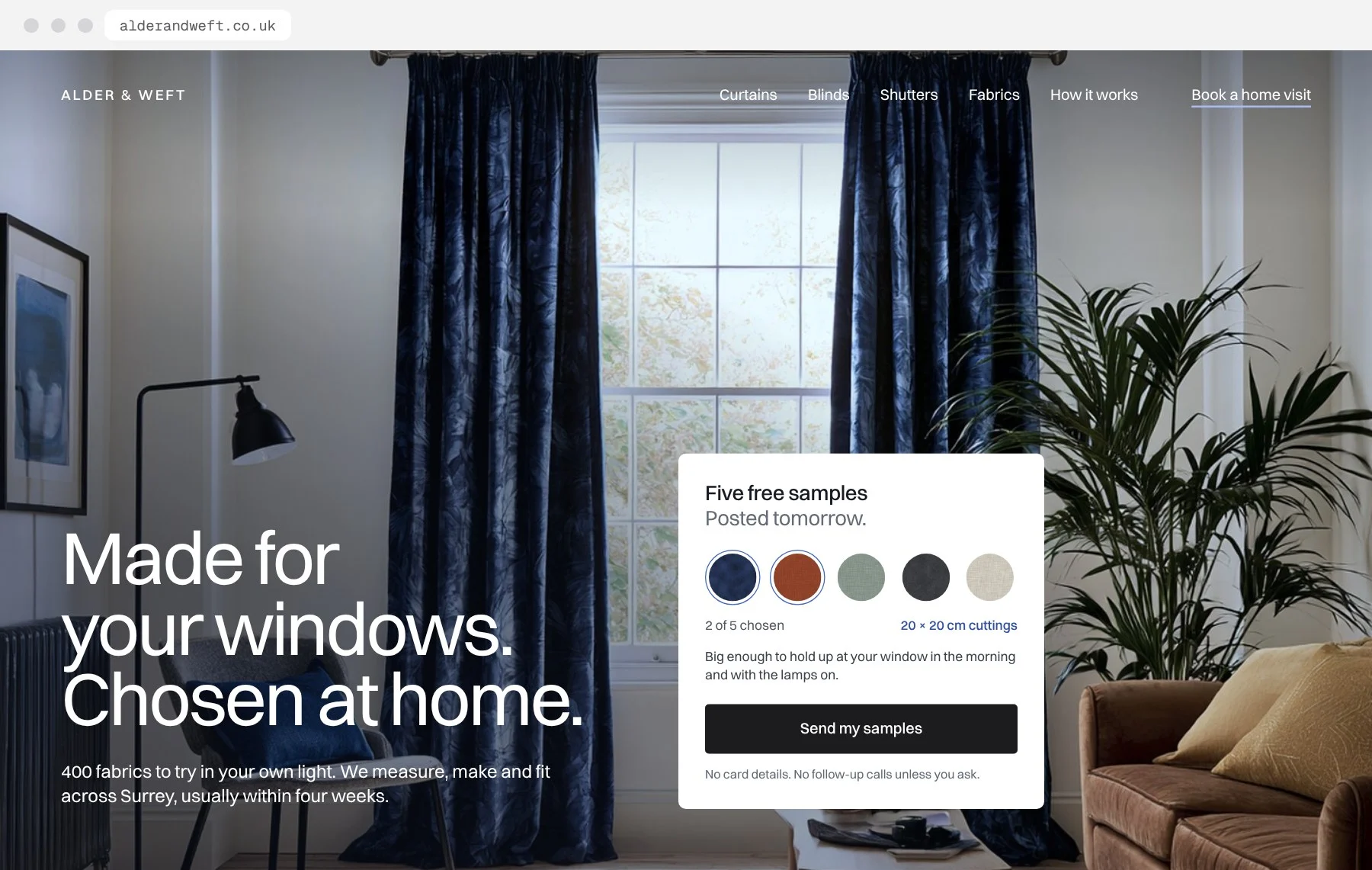 Alder & Weft website on desktop