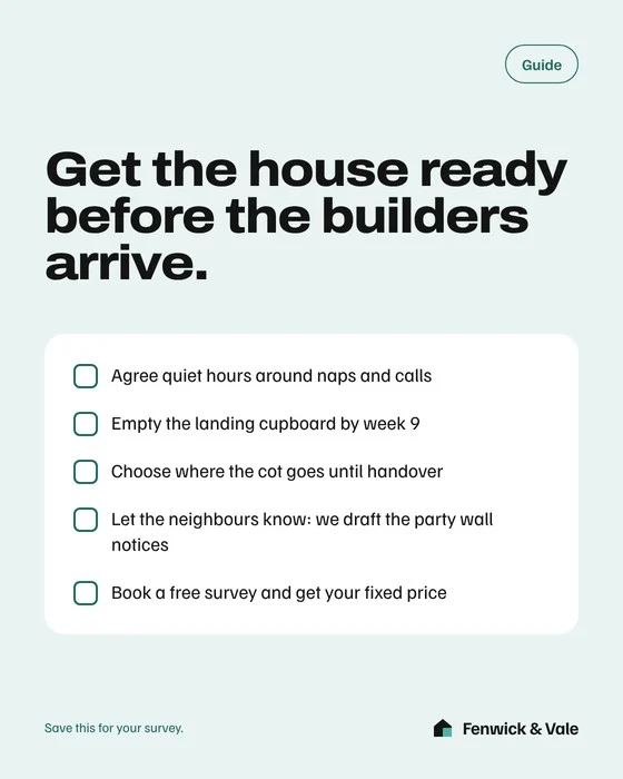 Guide: five things to sort before the builders arrive