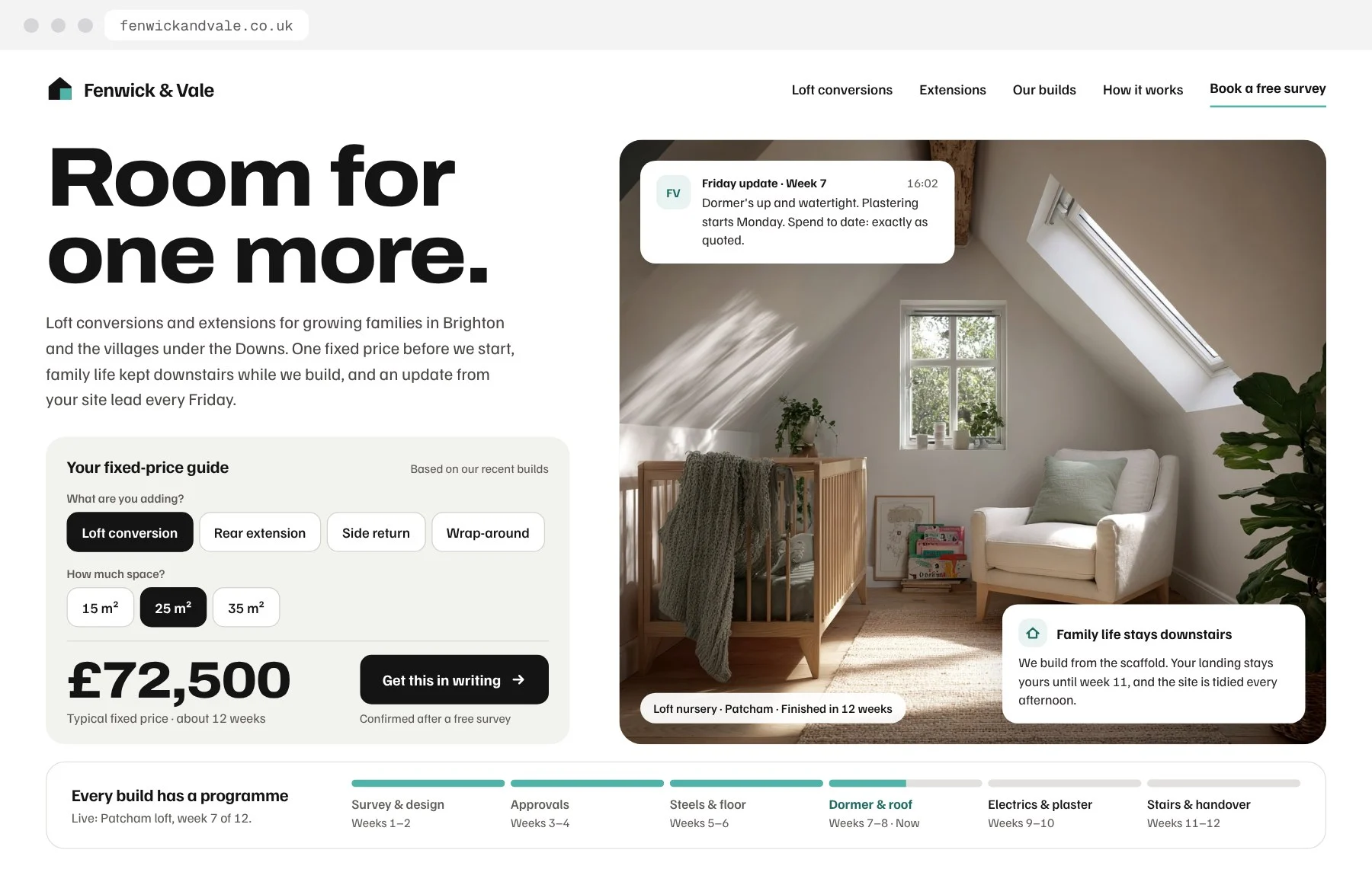 Fenwick & Vale website on desktop