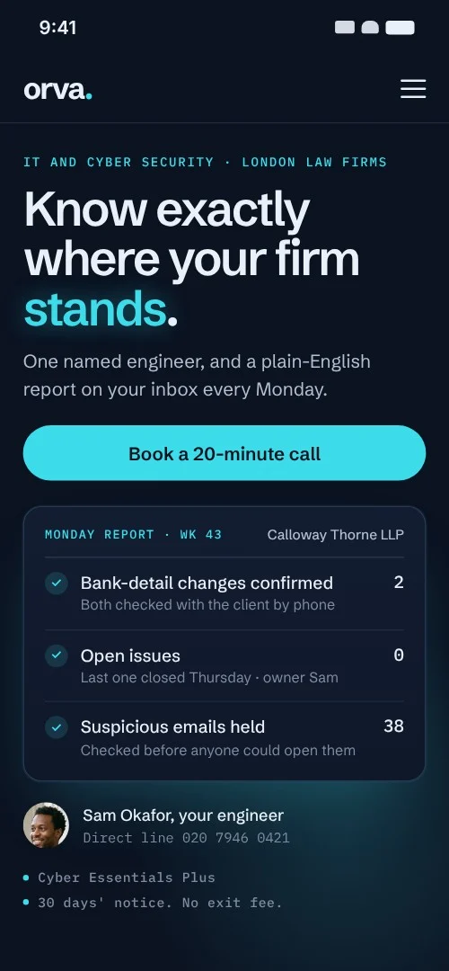 Orva website on mobile