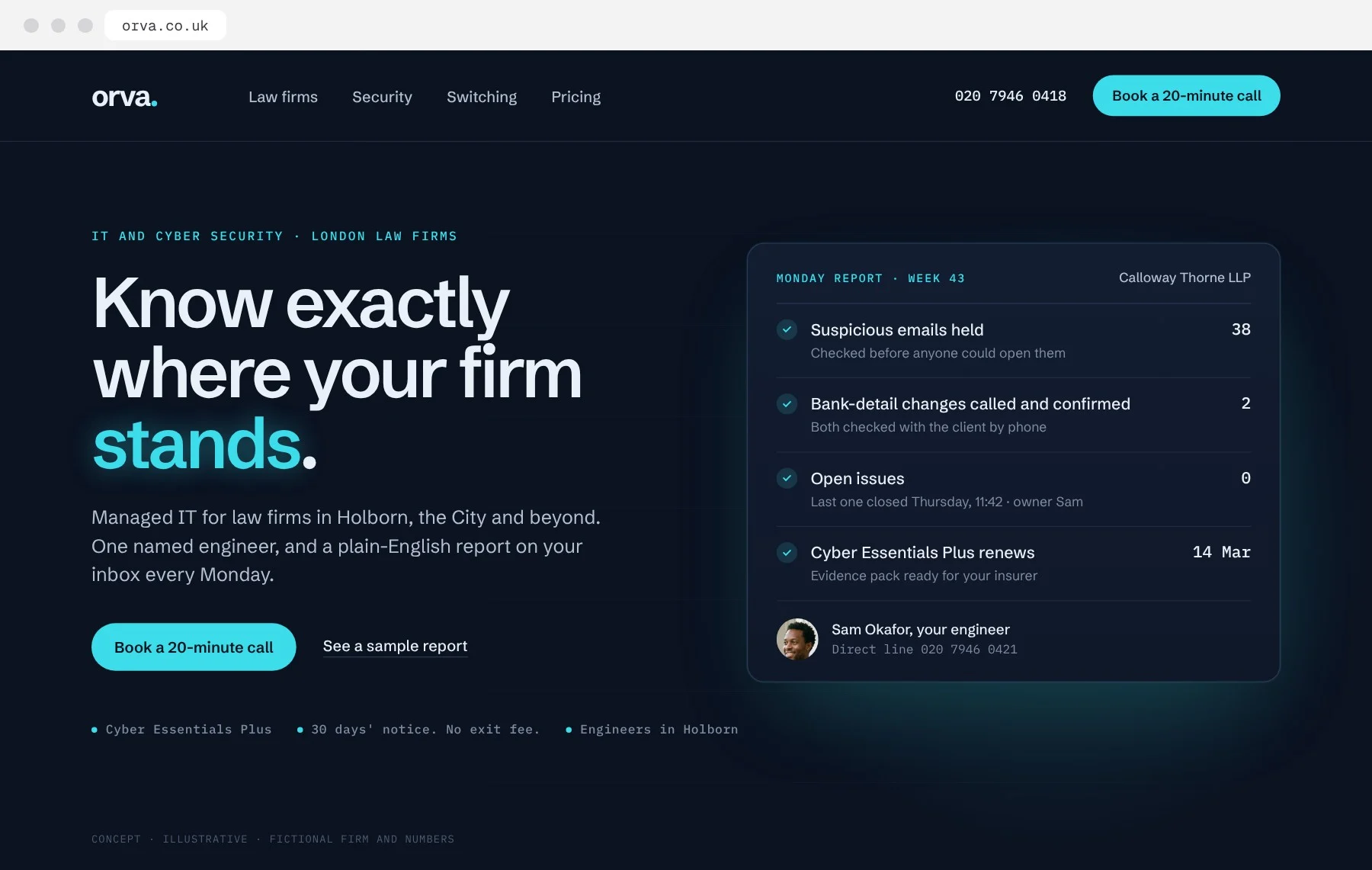 Orva website on desktop